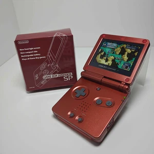 Nintendo Game Boy Advance SP - Flame Red AGS-101 V2 IPS Backlit Mod Ruby Red - Picture 1 of 13