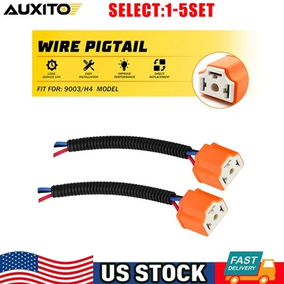 9003 H4 fêmea de cerâmica farol lâmpada soquete fio rabo de porco chicote plugue 2-10X - Imagem 1 de 2