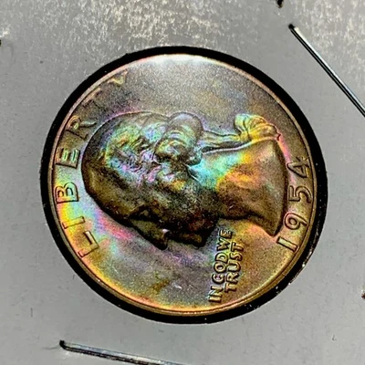 COLLECTIBLE TONED- 1954 - S - Washington Quarter Gem Bu - TONING COIN - Image 1 of 4