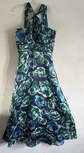 M& CO MULTICOLOURED FLORAL PRINT SLEEVELESS HALTERLONG MAXI DRESS SIZE:16 SUMMER - Picture 1 of 17