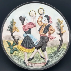 SICILIA Italy Vintage Hand-Painted Souvenir Artisan Ceramic 10” Display Plate - Picture 1 of 4