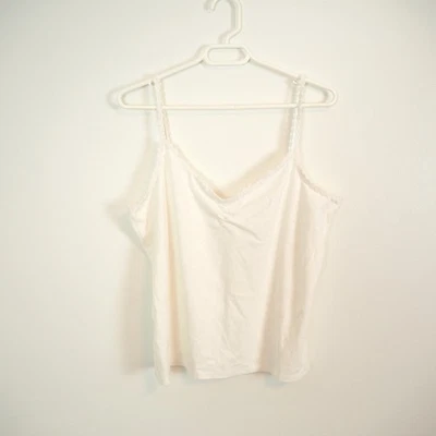 Camiseta sin mangas Talbots para mujer blanca con ribete de encaje de algodón camisola XL Foto 1 de 4