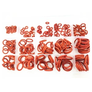 O Ring Seal Kit 225 Pieces Made of Silicone for Extreme Temperatures Red - Picture 1 of 10