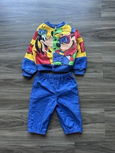 Kids Vintage Goofy/ Mickey Jacket & Pants Outfit 6-9 Months 1990s - Picture 1 of 6