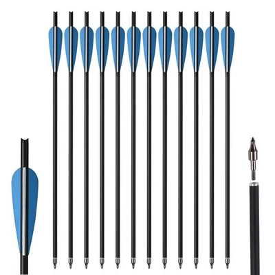 20 inch Archery Hunting Carbon Crossbow Bolts Half Moon Nocks OD 8.8mm Arrows - Image 1 of 4
