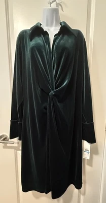 Calvin Klein Womens Dress 20W Green Velvet Twist-Front Sheath Holiday Formal NWT - Image 1 of 4