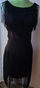 Vintage Charleston elegantes 20er Jahre Kleid schwarz Fransen S 36 38 Knie lang - Bild 1 von 6