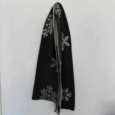 Bufanda reversible Eddie Bauer talla negra gris copo de nieve de colección mezcla de lana angora Foto 1 de 4