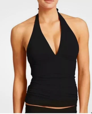 ATHLETA Shirrendipity Halter Tankini Swim MEDIUM Black Swim #739201 C cup - Image 1 of 4