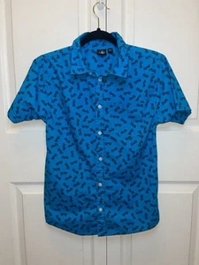 Body Glove Sunglass Theme Electric Blue Button Up Dress Shirt Boys Large 12/14 - Picture 1 of 4