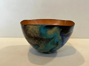 Sansone Studio Art Abstract Enamel Square Bowl, Signed, 6 1/4" x 6 1/4" x 4" H - Picture 1 of 8