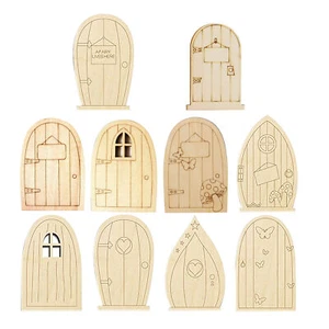 10pcs Fairy Gardens Mini Wooden Fairy Door for DIY Painting Craft Hobbies - Picture 1 of 9