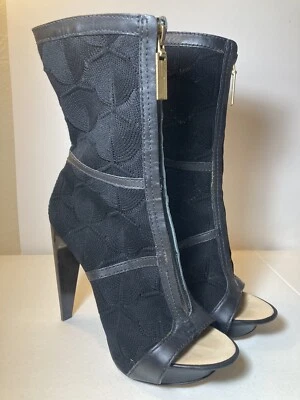 Lamb черное золото кожаная отделка с открытым носком молнии платформе высокий каблук ботинок размер 6 M - Изображение 1 из 4