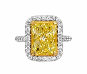 Citrine Gemstone Emerald Cut Sparkle Moissanite Diamond Engagement Silver Ring - Picture 1 of 4