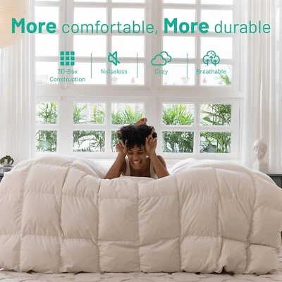 Three Geese Luxury Down Feathers Fiber White Comforter Queen Size - Image 1 of 4