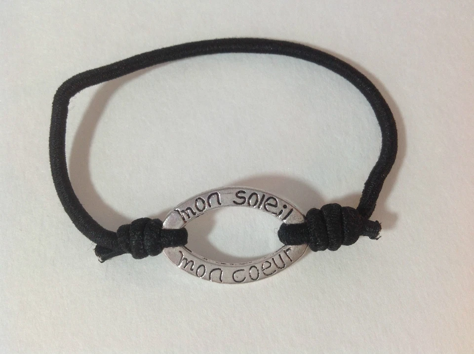 Idée cadeau, Bracelet message noir: "ma fille, ma joie, mon soleil, mon coeur" - Photo 1/1