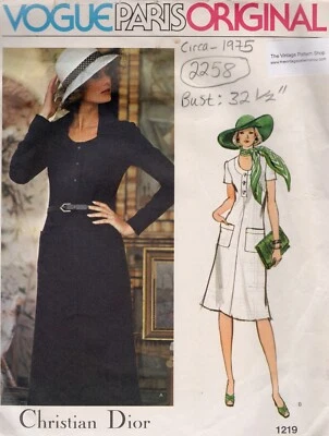 1975 Vintage VOGUE Sewing Pattern B31 1/2" DRESS (2258) By Christian Dior Vogue - Image 1 of 4