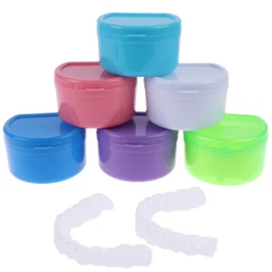 Denture Bath Case Dental False Teeth Storage Box with Hanging Net Container - Picture 1 of 24
