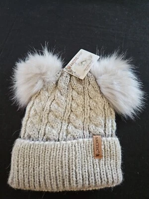 ARCTIC PAW Piel Sintética Pom Pom Cable Tejido Gris Gorro Forrado de Vellón Sombrero, NUEVO Foto 1 de 4