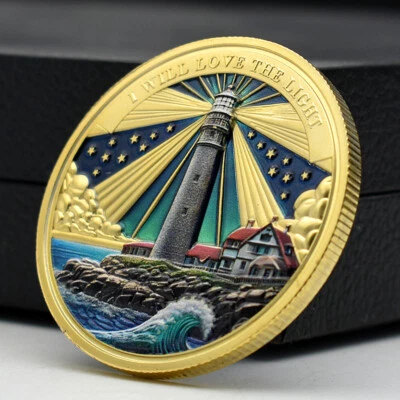 灯塔黄金挑战硬币我们心之光纪念奖章艺术装饰品 — 第 1/4 张图片