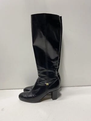 Botas femininas Salvatore Ferragamo de couro preto tamanho 4 - Imagem 1 de 4