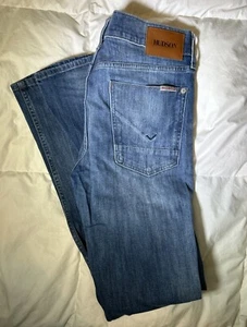 Hudson Skinny Jeans Button Fly Distressed Men’s Size 31 Stretch Blue Denim 9403 - Picture 1 of 7