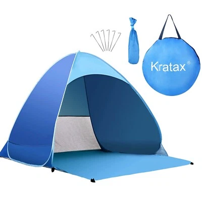 Kratax Pop Up Beach Tent for 1-3 Person, UPF50+, Waterproof Beach Sun Shelter... - Image 1 of 4