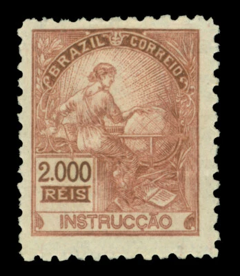 BRAZIL 1918  Education  2000r red brown  Scott # 216 mint MH - Image 1 of 2