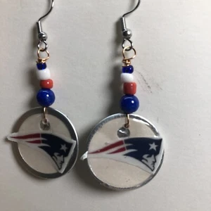 New England Patriots Earrings, Very Lightweight, Finished Back - Picture 1 of 4