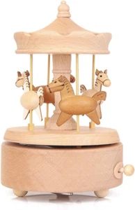 Carousel Music Box, Wooden Horse Music Box for Girl Women, Christmas Birthday Gi - Picture 1 of 6