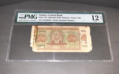 PMG Turkey, Central Bank 50 Kurus 1930 p134 12 Fine Net - Image 1 of 4