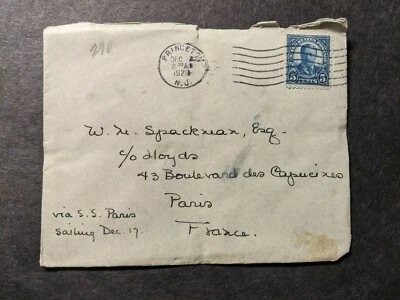 Ship SS PARIS Naval Cover 1928 Ocean Liner - Image 1 of 2