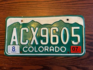 2007 Colorado License Plate ACX9605 Green Mountain CO USA Authentic August - Picture 1 of 2