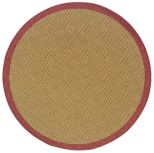 Beige Bordered Squares Rectangles Area Rug Round 525O8 - Aprx 7' 10" x 7' 10" - Picture 1 of 1