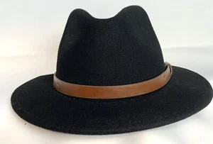 Brixton Unisex Black Messer Wool Felt Fedora Hat Size M  7 1/4 58CM Medium Brim - Picture 1 of 10