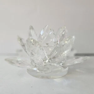 Candelabro de cristal de corte brillante flor de loto cónico luz de té - Imagen 1 de 7