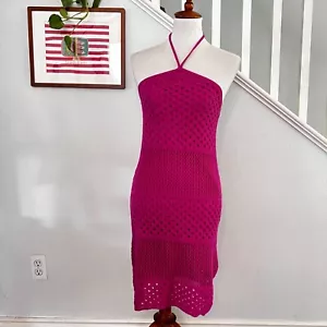 Old Navy Damen rosa Häkel Neckholder Kleid Gr. XS Retro Strand Y2K 90er Dopamin - Bild 1 von 9