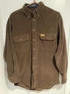 VINTAGE CHAPS RALPH LAUREN BROWN CORDUROY COTTON BUTTON DOWN MEN'S SHIRT SIZE M - Picture 1 of 5