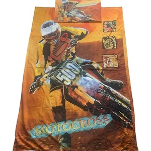 Vintage Motocross Single Doona Quilt Cover w/ Pillow Case Bedding 80s Motorbike - Picture 1 of 9