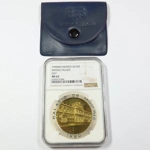 1990 M NGC MS63 - MEXICO - Silver & Brass Gilt - Mining Palace Coin #45673E - Picture 1 of 6