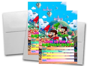 12 Mario Movie Birthday Invitation Cards (12 White Envelops Included) #2 - Picture 1 of 1