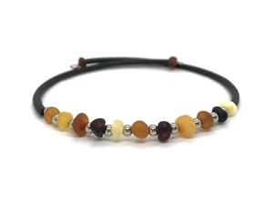 AMBER BRACELET Gift Natural Baltic Amber Beads Memory Wire Ladies 2,4g 18783 - Picture 1 of 12
