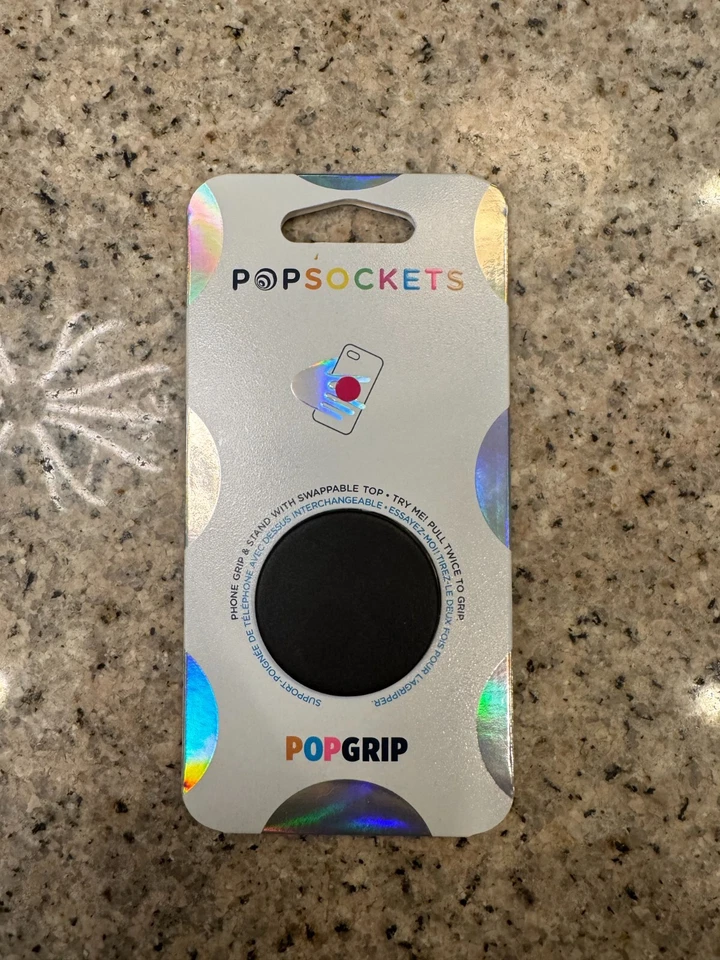 PopSockets Phone Grip Stand Black POPGRIP Popsocket NEW - Image 1 of 1