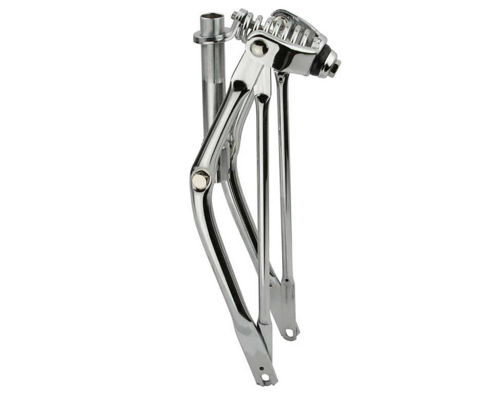 Heavy Duty Steel Plated 1" Threaded Springer 16" STRAIGHT Spring Fork 1" Chrome  - Image 1 of 1