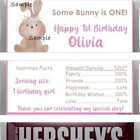 10 SOME BUNNY IS ONE FIRST BIRTHDAY PARTY Personalized Candy Bar Wrappers Favors
