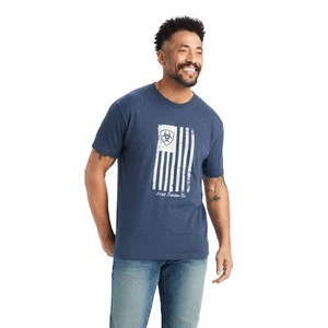 Ariat® Men's Faded American Flag Navy T-Shirt 10042656 - Picture 1 of 18