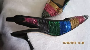 ZARA WOMANS BEAUTIFUL SHOES MULT COLOR HEELS MADE SO WELL SIZE 7 1/2 - Picture 1 of 4