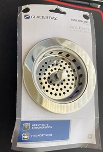Glacier Bay Cast Brass Kitchen Sink Strainer Chrome Finish 7043-002CH Heavy Duty - Picture 1 of 5