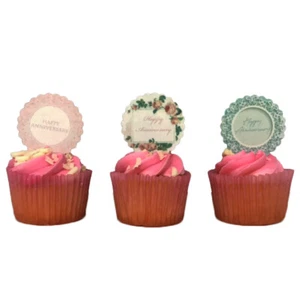 15 gaufrettes comestibles en papier à gâteaux pré-coupées bord festonné joyeux anniversaire - Photo 1/2