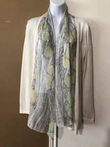 Soft Surroundings Open Front Wool Blend Cardigan Sweater Silk Python Prin Sz PS - Picture 1 of 11
